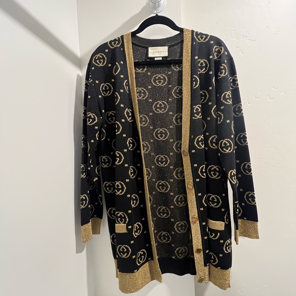 Gucci Black and Gold Cardigan